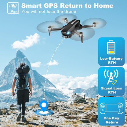 Drone with Camera for Adults, 2K HD GPS Drones with Auto Return, Follow Me, Circle Fly, Waypoint Fly, Stable Hover, Brushless Motor, Foldable 5G Transmission FPV Quadcopter