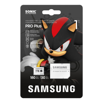Samsung PRO Plus Sonic The Hedgehog + Adapter, 1TB microSDXC, Up-to 180MB/s, Full HD & 4K UHD, UHS-I, C10, U3, V30, A2, for Nintendo-Switch, Steam Deck, GoPRO, DJI Drone, Tablets (MB-MD1T0SA/LC1)