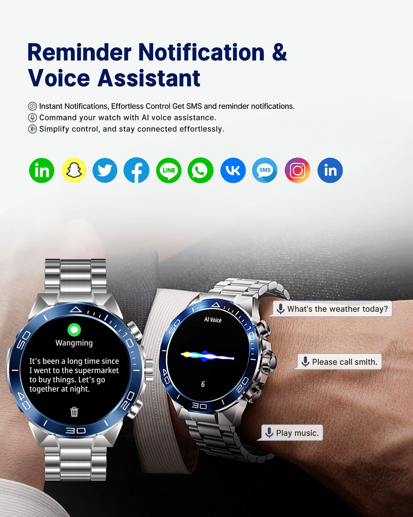 SOUYIE Smart Watch for Men,1.43''AMOLED Screen with 24 Hours Healthy Monitor, 100+ Sports Modes Fitness Tracker Watch, 400mAh Battery Pedometer Calorie Smartwatch Compatible Android iOS