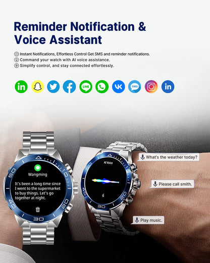 SOUYIE Smart Watch for Men,1.43''AMOLED Screen with 24 Hours Healthy Monitor, 100+ Sports Modes Fitness Tracker Watch, 400mAh Battery Pedometer Calorie Smartwatch Compatible Android iOS