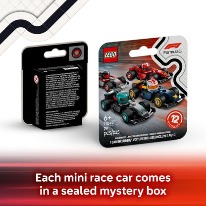 LEGO F1 Collectible Race Cars 6 Pack - Building Set for Boys and Girls, Ages 6+ - Birthday Gift Idea for Racing Fans - Mystery Box with 6 Surprise F1 Model Cars - Great Travel Toy - 66796