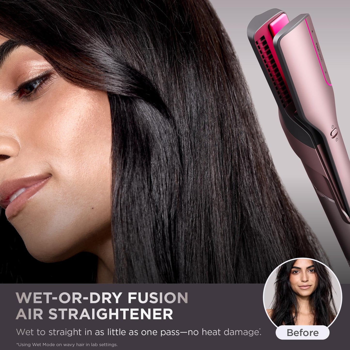 Shark FlexFusion Hair Straightener & Powerful Hair Dryer with Fusion Hair Brush, Ceramic Air Styler with Auto-Wrap Curlers & Concentrator, Ceramic Plates, Cosmic Blush HD641S