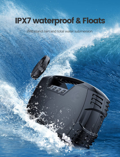 IPX7 Waterproof Bluetooth Speaker, 40W(60 Peak) Portable Wireless Speakers with Subwoofer, 32H Playtime, Stereo Loud Sound, Deep Bass, Bluetooth 5.0 with Handle for Pool, Beach, Outdoor, Gifts