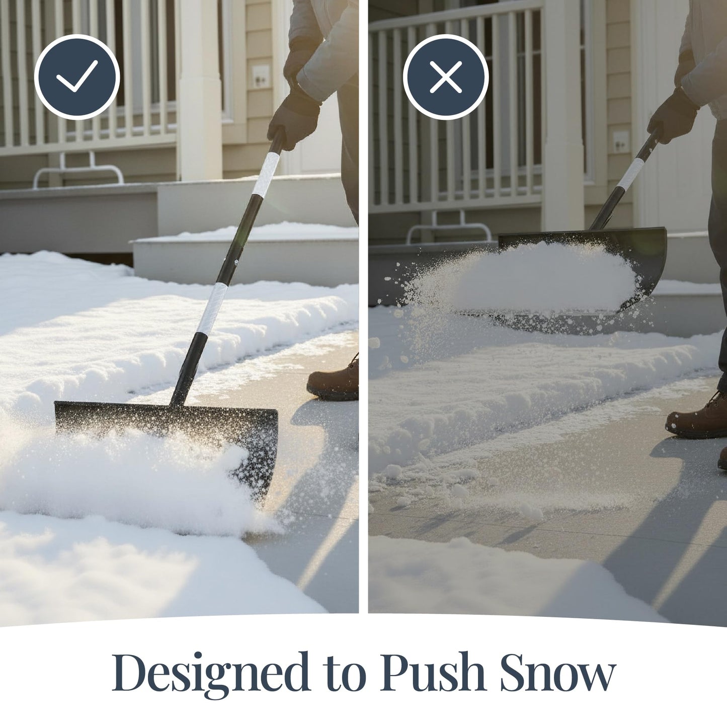 Best Choice Products 24in Galvanized Steel Blade Heavy-Duty Snow Pusher, Hand Plow for Snow Removal, Ergonomic Handle, Easy Storage - Black