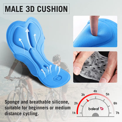 baleaf Men's 3D Padded Bike Shorts Cycling Underwear MTB Liner Road Biking Bicycle Clothes Blue L
