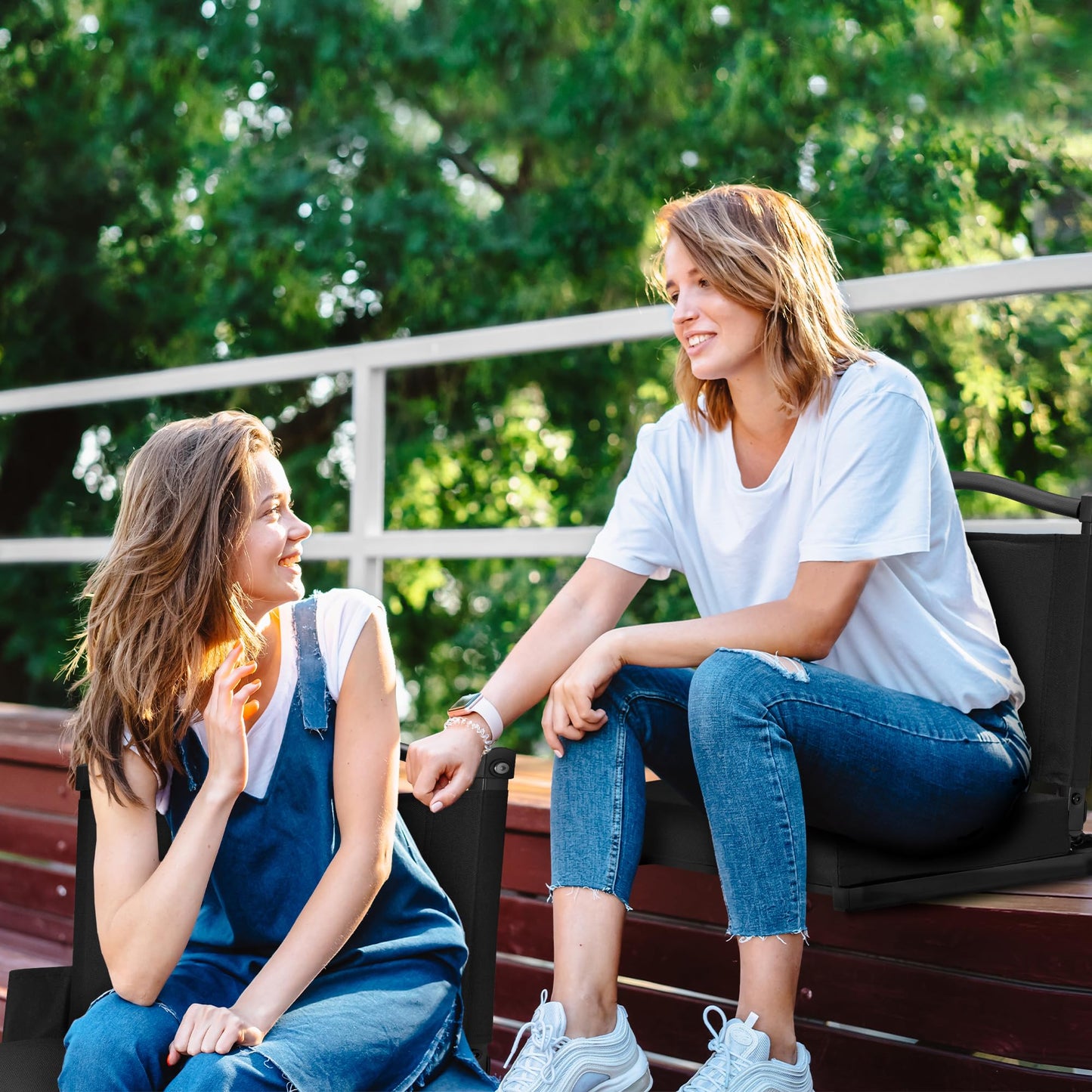 HABUTWAY Stadium Seats with Back Support and Thick Cushion Bleacher Seats with Backs and Cushion Wide, Stadium Chairs Include Shoulder Strap and Pocket, Perfect for Sports Events (Black)