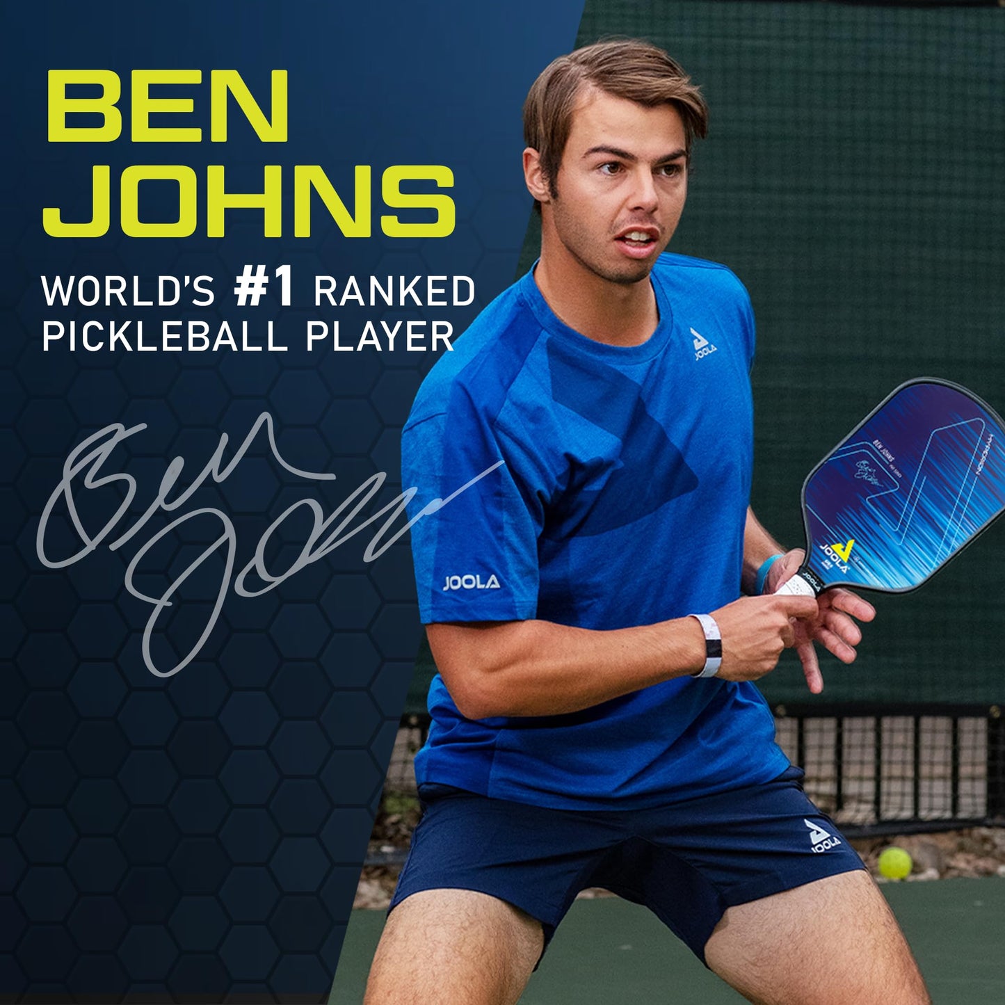 JOOLA Ben Johns Hyperion CAS 16 Pickleball Paddle - Carbon Abrasion Surface with High Grit & Spin, Sure-Grip Elongated Handle, 16mm, with Polypropylene Honeycomb Core, USAPA Approved