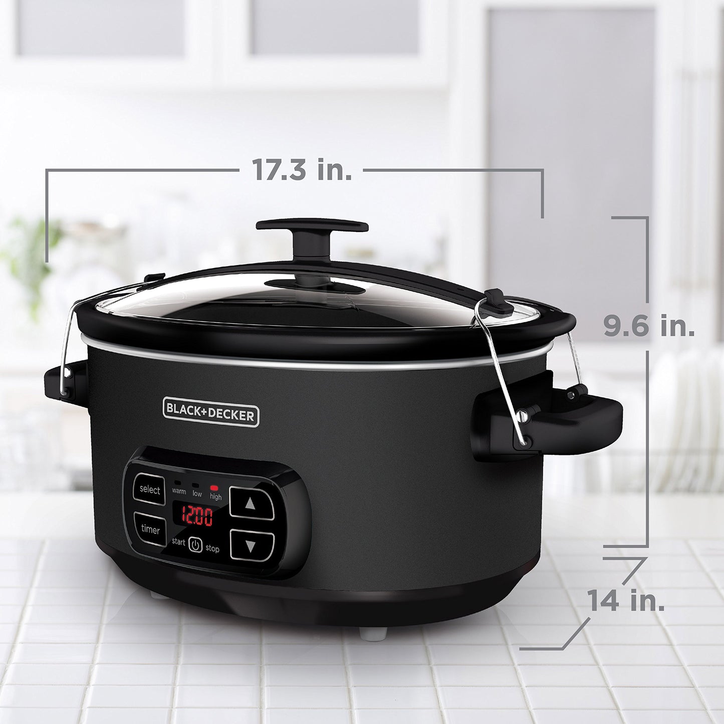 BLACK+DECKER 7-Quart Slow Cooker, SCD4007, Chalkboard Exterior, Locking Lid, 3 Heat Settings, Removable Stoneware Crock