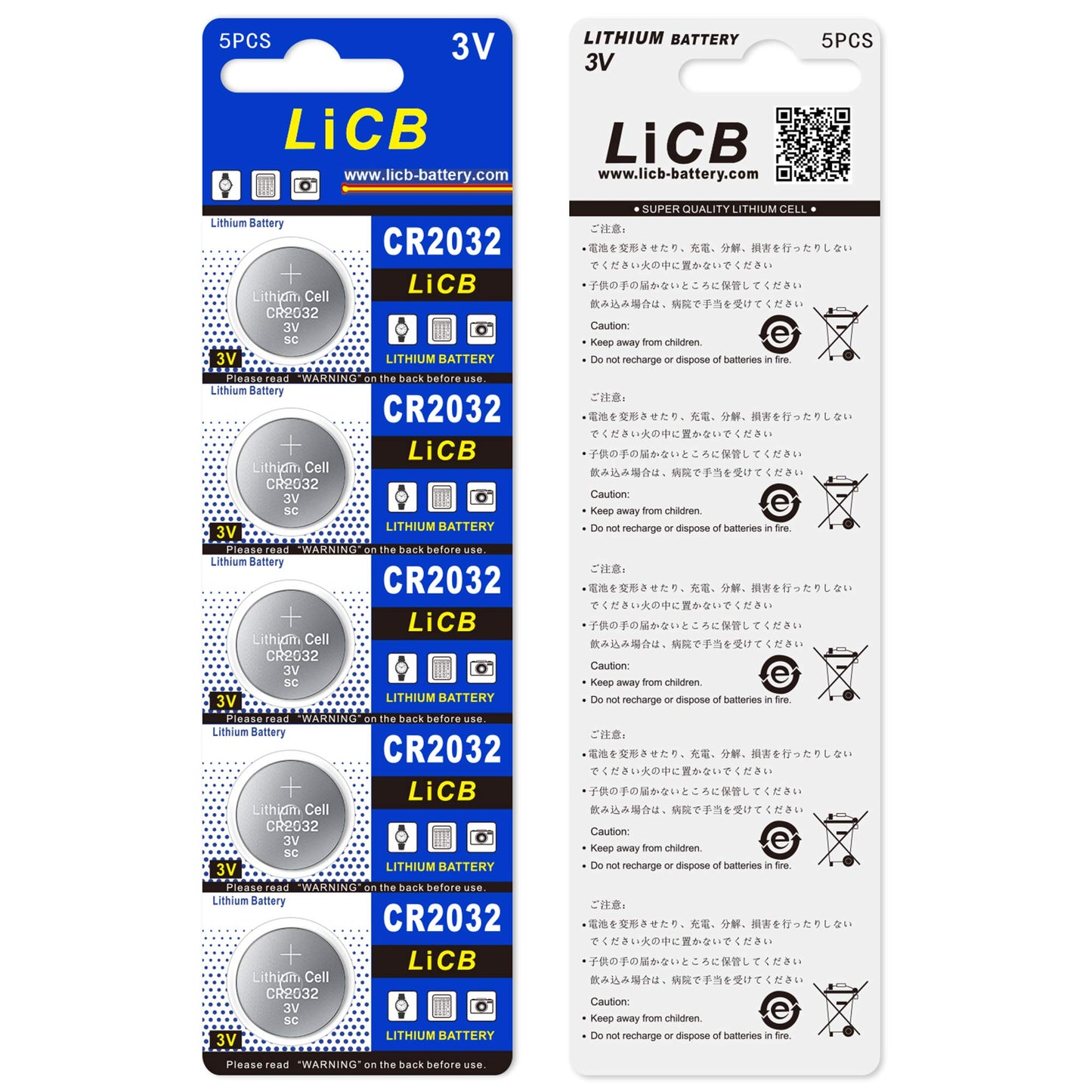 LiCB CR2032 3V Lithium Battery(10-Pack)