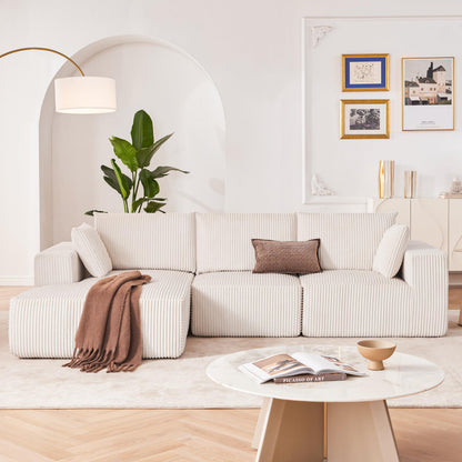 108” Modular Sectional Sofa, Cloud Sectional Couch with Deep Seat, Modern Modular L-Shape Sofa Couch with Chaise,Upholstered Boneless Couches for Living Room Bedroom (Beige, Left Facing Chaise)