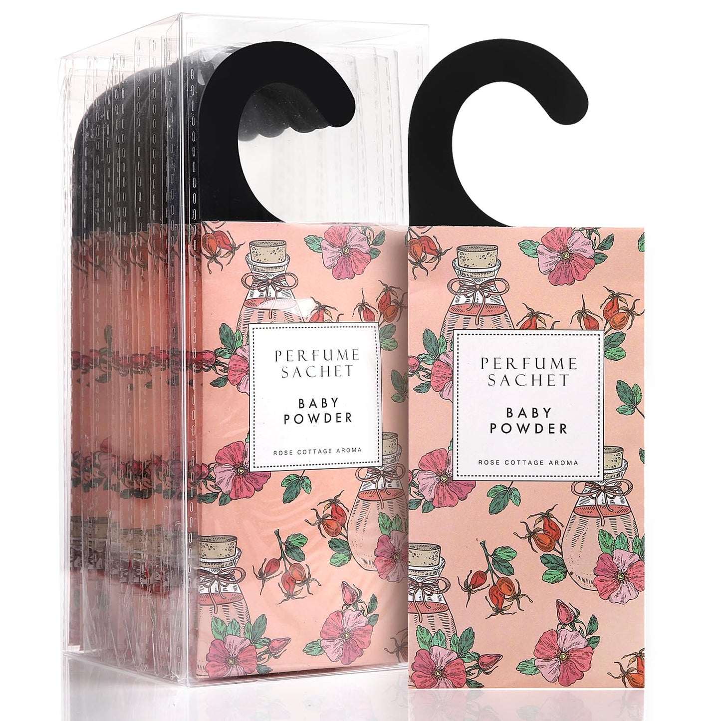 ROSE COTTAGE Large 12 Packs Baby Powder Hanging Closet Deodorizer Air Freshener Long Lasting Scented Sachets Smell Goods for House