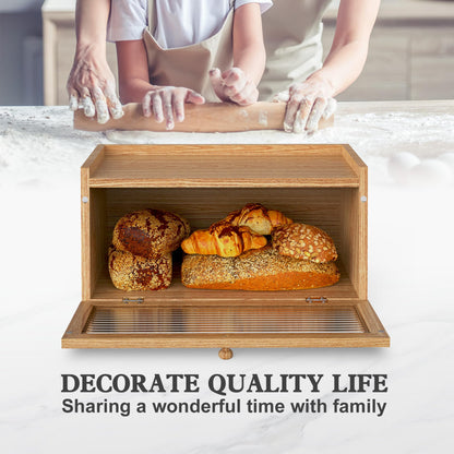 LOHASOK Bread Box for Kitchen Countertop Large Bread Box Farmhouse Bread Container Bread Storage with Window Bread Holder