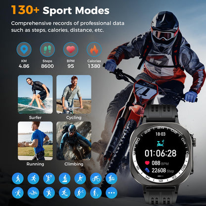 Smart Watch, 2025 AMOLED Screen 1.43" Smartwatch for Men Women (Answer/Make Call), 130+ Sport Modes Fitness Activity Tracker, Flashlight/660mAh/Heart Rate/Sleep Monitor, IP68 Waterproof Android iOS