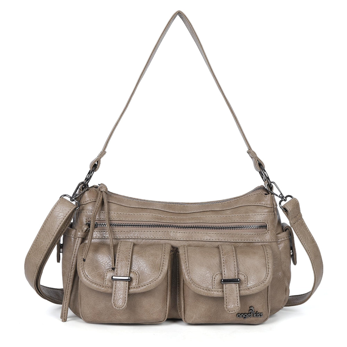 Angel Kiss Hobo Purses for Women Crossbody Shoulder Bag Ladies Multi Pocket Handbags with Adjustable Shoulder Strap,Khaki