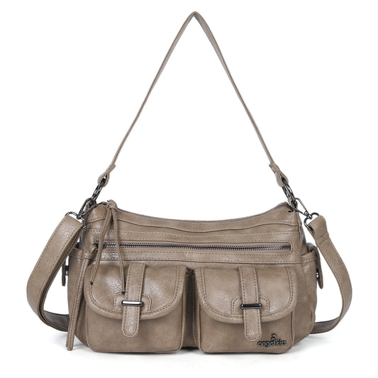 Angel Kiss Hobo Purses for Women Crossbody Shoulder Bag Ladies Multi Pocket Handbags with Adjustable Shoulder Strap,Khaki