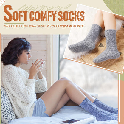 Velice Womens Fuzzy Socks Soft Cozy Fluffy Slipper Socks Winter Warm Plush Sleeping Christmas Socks 5 Pairs(Black/Grey/Blue)