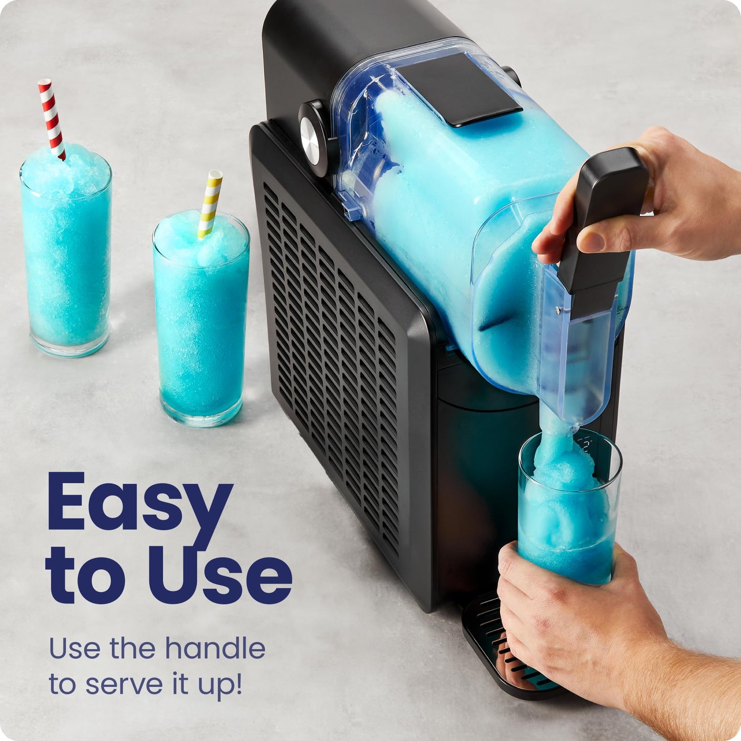 Iceman Slush-Ease Slushie Machine, Frozen Drink Maker & Slushy Machine with 5 Presets + Custom Option, Easy-Dispensing Lever for Frozen Margaritas, Frappes, and Slushies - Black