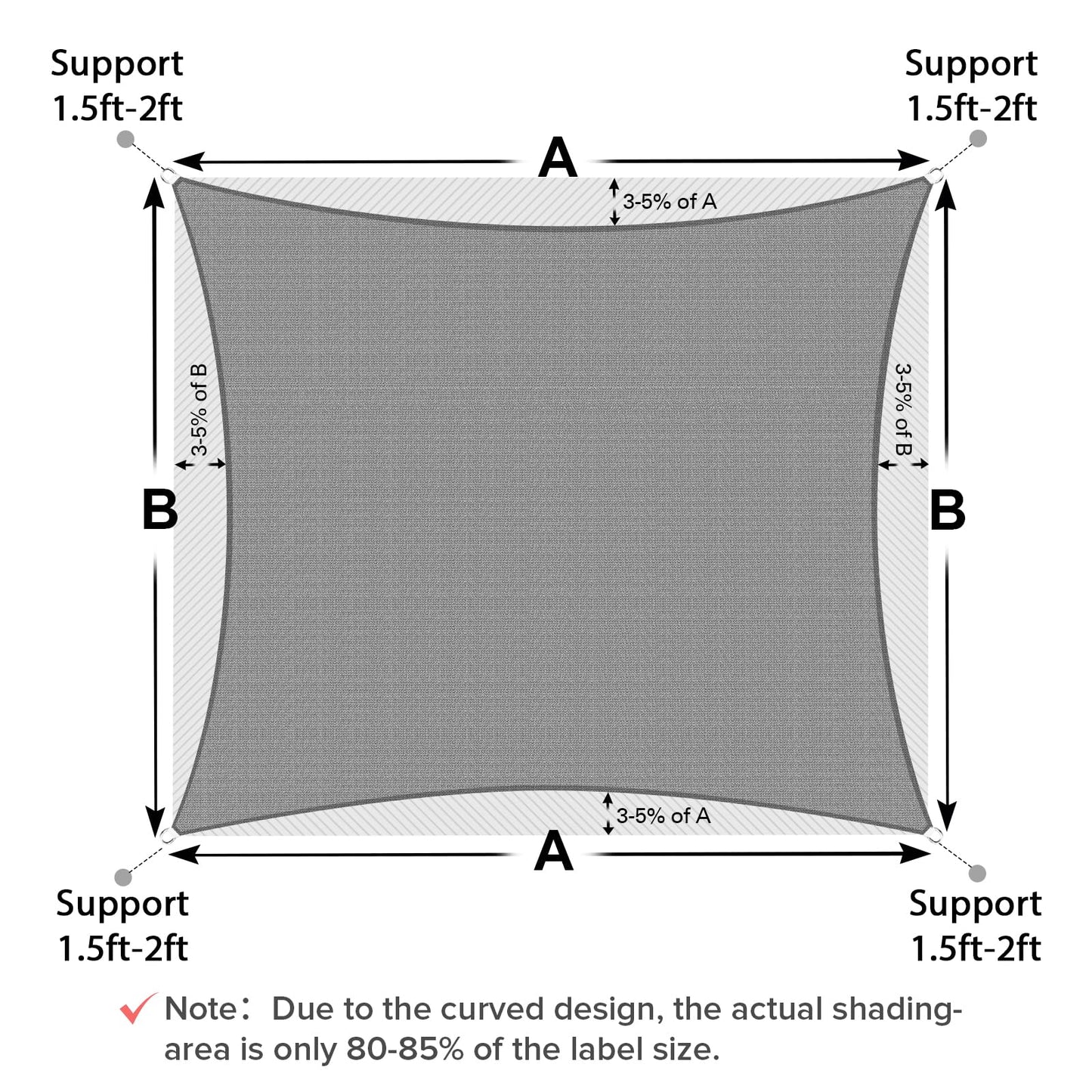 Artpuch Sun Shade Sail, 10'x10' Light Grey Rectangle, Curved Edged Commercial Grade 185GSM Permeable Outdoor Shade Cloth for Deck, Backyard, Patio (Custom Sizes Made)