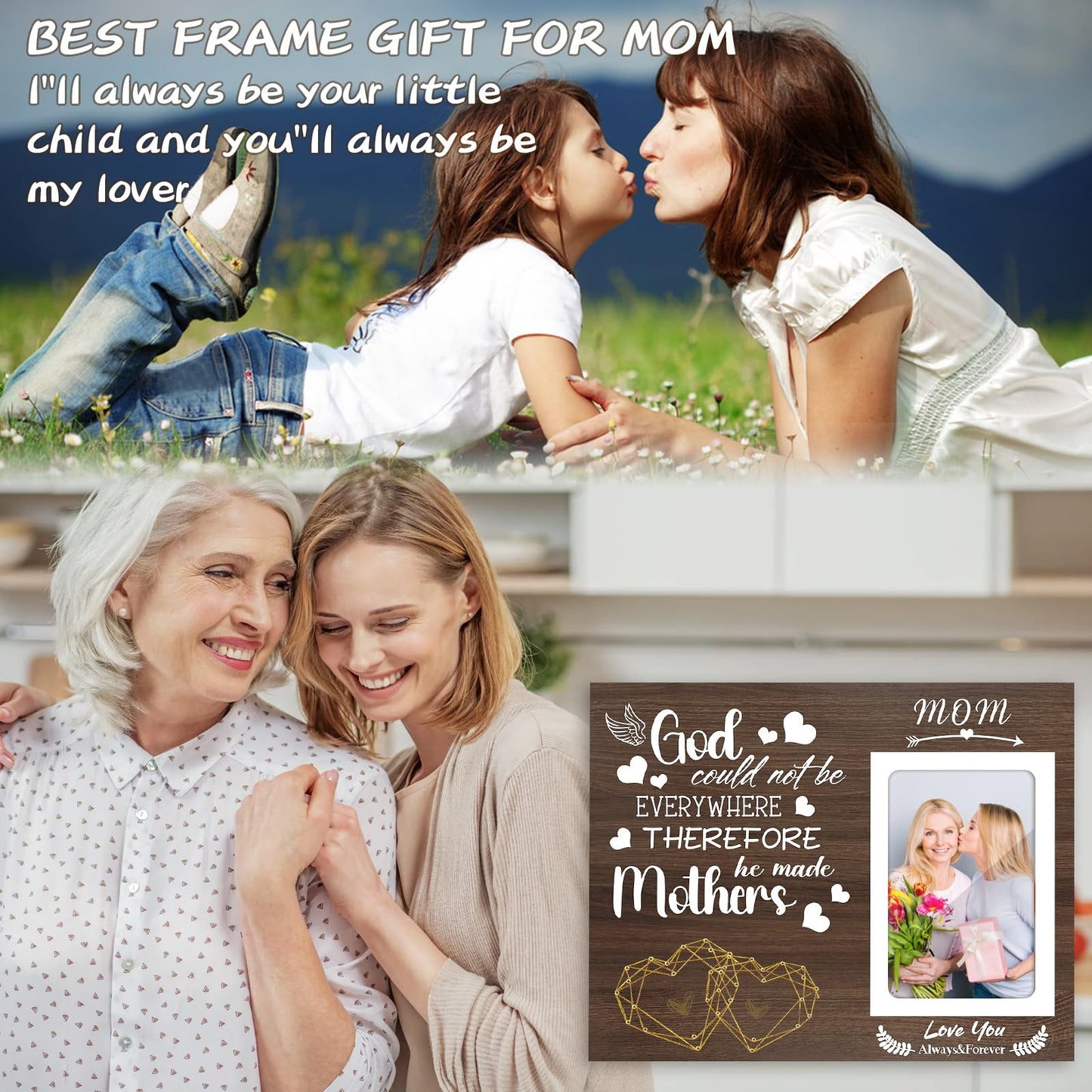 ZCPTZ Mothers Day Gifts Mom Picture Frame 4x6 Picture Frames For Mom Best Mother Mother-In-Law Gifts From Daughter Son Mom and Daughter Frame Wooden Picture Frame For Mother's Day Mom Birthday Gift