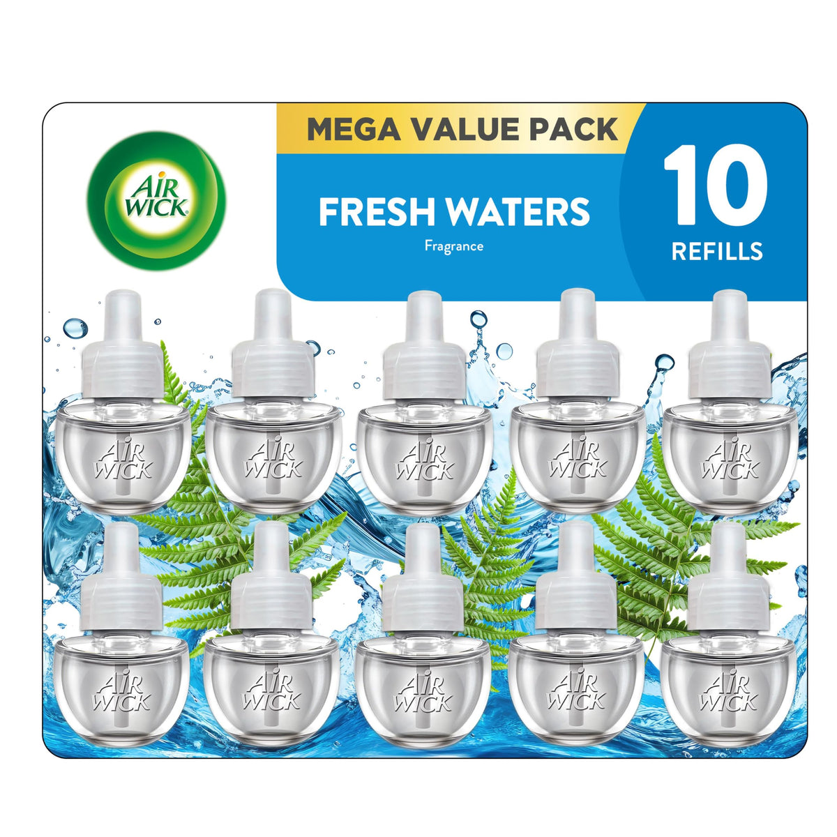 Air Wick Plug In Refills Fresh Waters, Essential Oils,10 Count