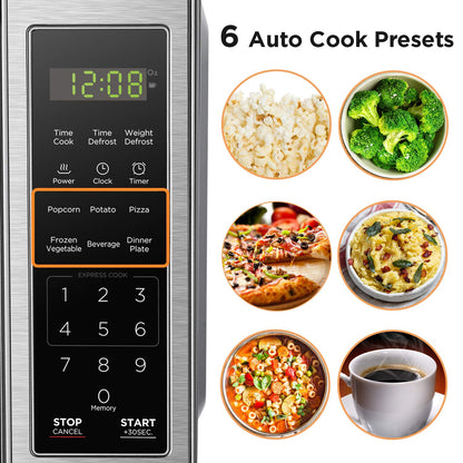 BLACK+DECKER EM720CB7 Digital Microwave Oven with Turntable Push-Button Door, Child Safety Lock, 700W, Stainless Steel, 0.7 Cu.ft