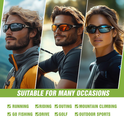 Foliful 3 Pack Polarized Sports Sunglasses for Men, Mens Sunglasses Wrap Around UV400 Protection for Cycling Fishing Driving