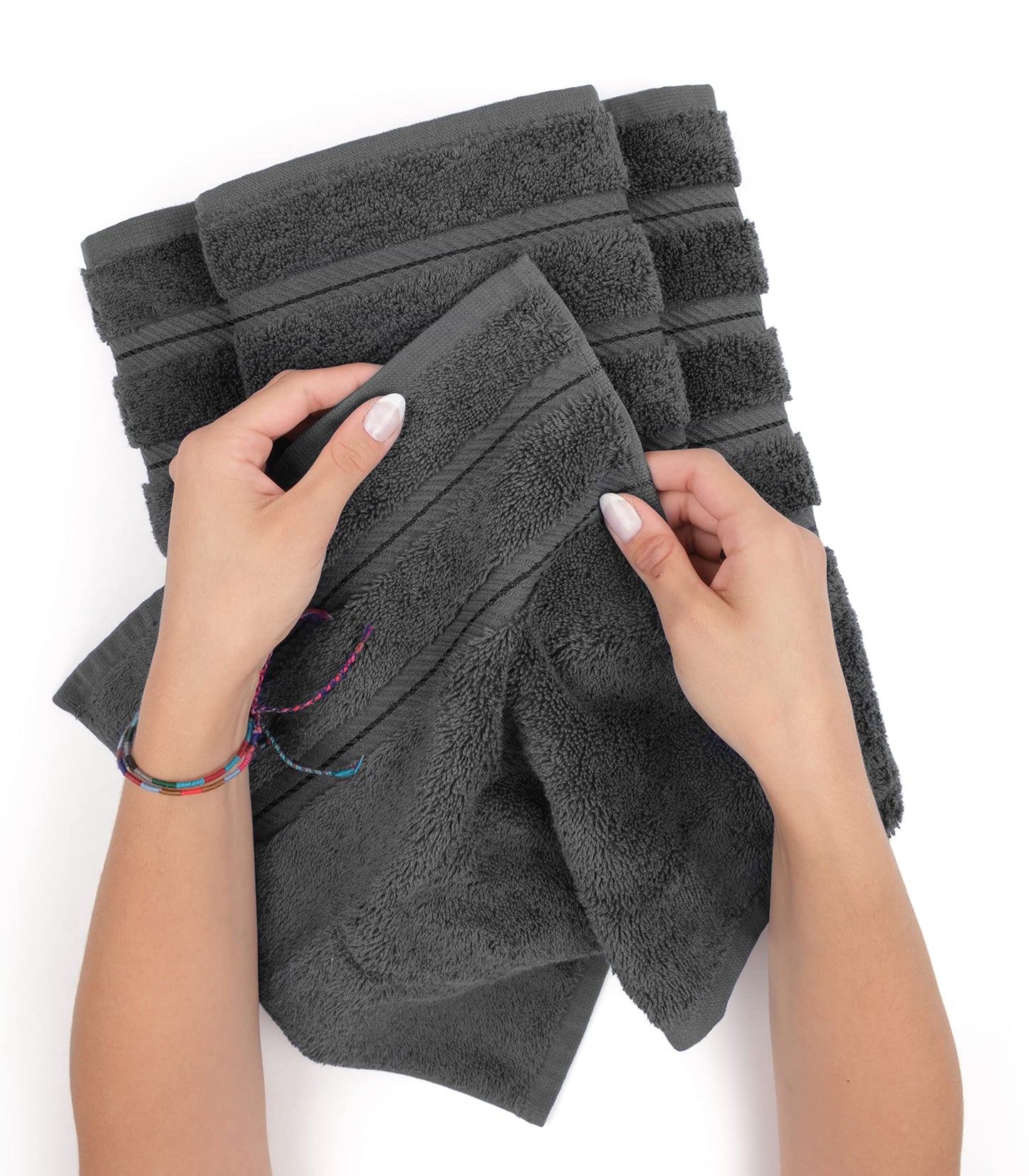 American Soft Linen Luxury 4 Piece Bath Towel Set, 100% Cotton Turkish Bath Towels for Bathroom, 27x54 in Large Bathroom Shower Towels, Dark Gray Bath Towels