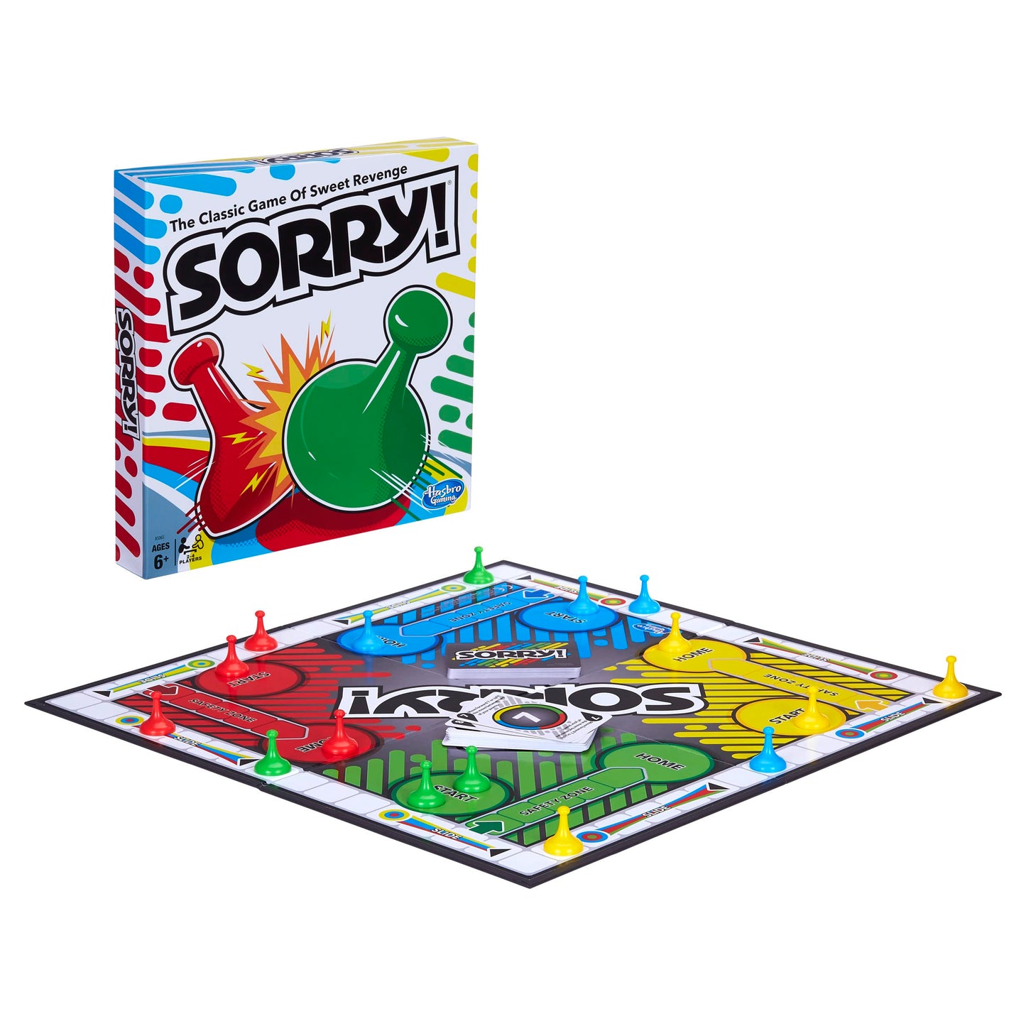 Sorry! Board Game for Kids Ages 6 and Up; Classic Hasbro Board Game; Each Player Gets 4 Pawns; Family Game