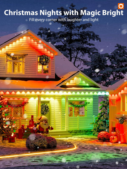 addlon 200FT Permanent Outdoor Lights, RGB+IC Smart LED Outdoor Lights for House, App & Remote Control, DIY Scene Mode, IP67 Waterproof Christmas Light, Holiday, Party, Halloween Decorations