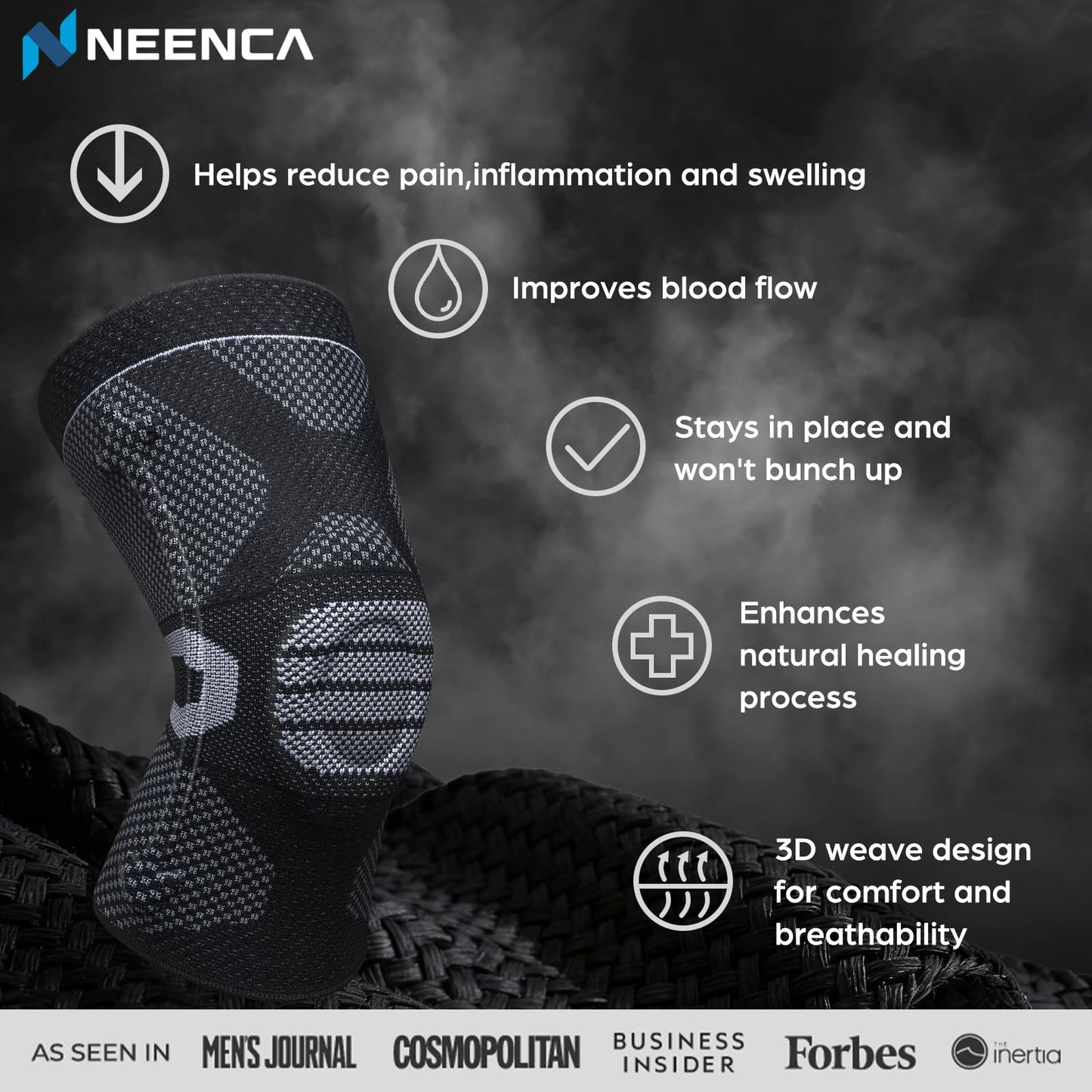 NEENCA Professional Knee Brace for Pain Relief, Medical Knee Compression Sleeve, Knee Support with Horizontal Knit Tech for Meniscus Tear, ACL, Arthritis, Joint Pain, Runner, Workout