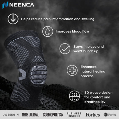 NEENCA Professional Knee Brace for Pain Relief, Medical Knee Compression Sleeve, Knee Support with Horizontal Knit Tech for Meniscus Tear, ACL, Arthritis, Joint Pain, Runner, Workout