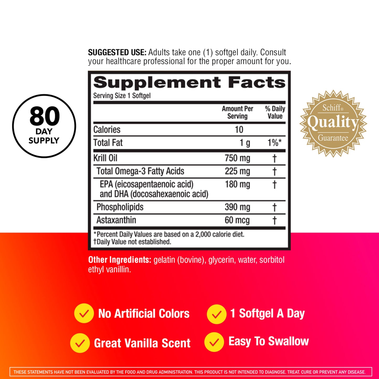 MegaRed Antarctic Krill Oil 750mg, Omega 3 Fatty Acid Supplement, Ultra Concentrate EPA & DHA Softgels, Antioxidant Astaxanthin, Heart Health Supplement with No Fish Oil Aftertaste, 80ct