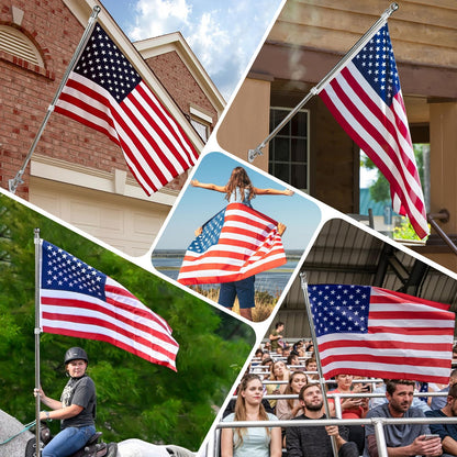 Jetlifee American Flag Pole Kit, Including 100% Polyester 3x5 ft US Flag, 5 Ft Aluminum White No Tangle Spinning Pole and Multi-Position Flag Pole Bracket