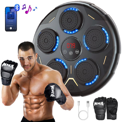 Music Boxing Machine, Boxing Machine Wall Mounted Music with Gloves, Smart Bluetooth Boxing Equipment, Boxing Music Workout Machine