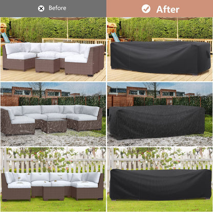 Mrrihand Patio Furniture Set Cover Waterproof, Outdoor Sectional Sofa Set Cover Heavy Duty 600D Table and Chair Set Cover 98" L× 78" W× 30" H