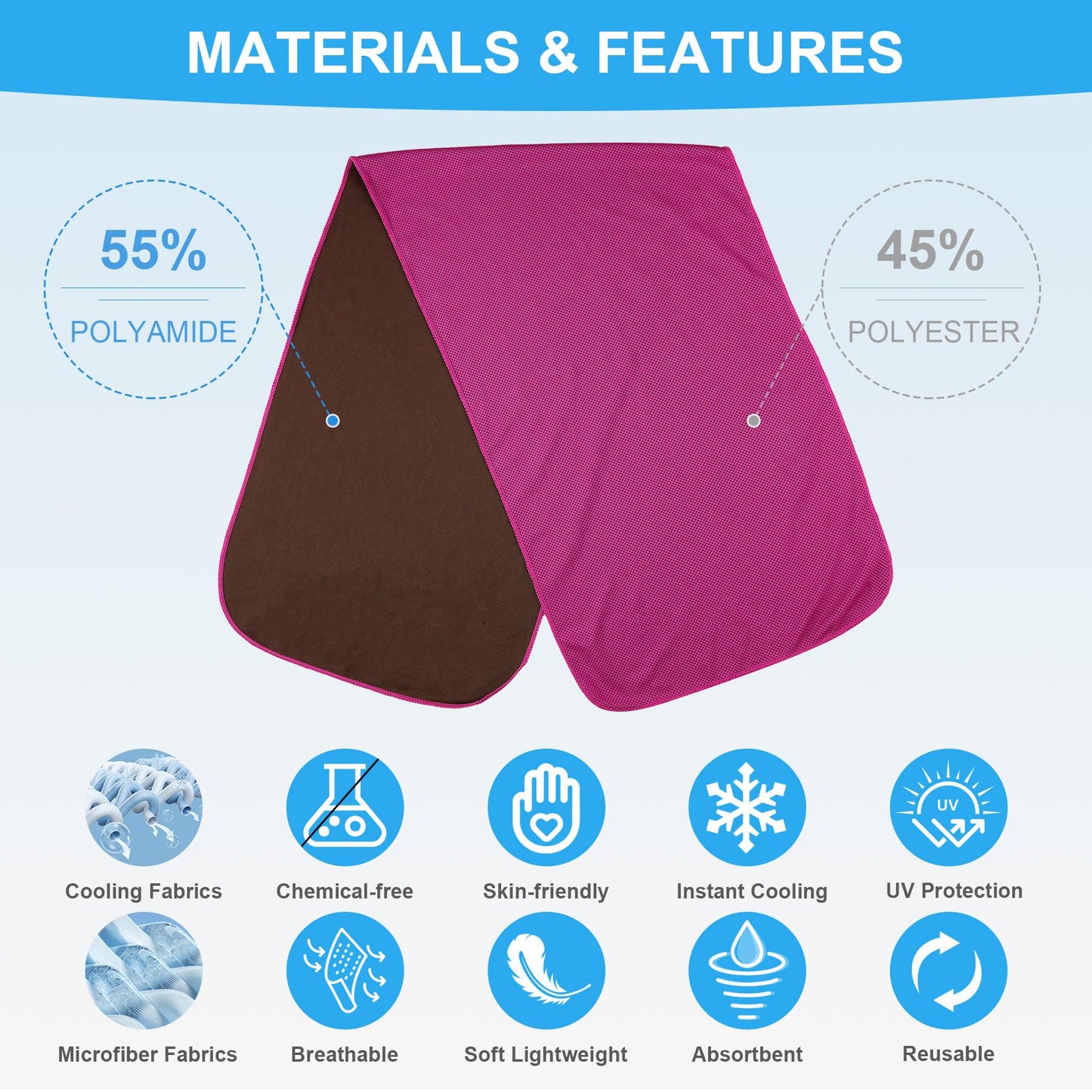 U-pick Cooling Towels Bulk [40"x12"] Stay Cool Neck Rags for Hot Weather Gym, Yoga, Workout, Golf, Sports, Camping,Travel