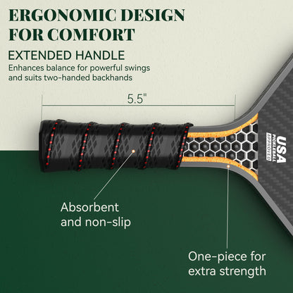 JOJOLEMON Pickleball Paddles Featuring a Raw Carbon Fiber Paddle Face and 16mm Power Polymer Core Pickleball Rackets Designed for Spin and Consistency