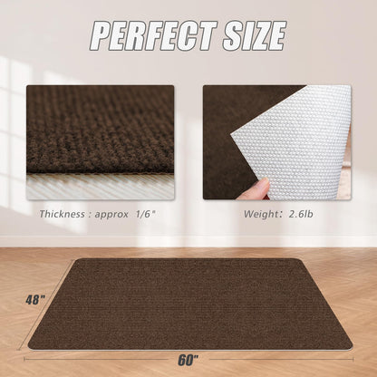 Sycoodeal Office Chair Mat for Hardwood Floor,Office Computer Gaming Chair Mat for Tile Floor,Large Floor Protector Rug,Anti-Slip,Easy to Clean,Coffee(48"x60")