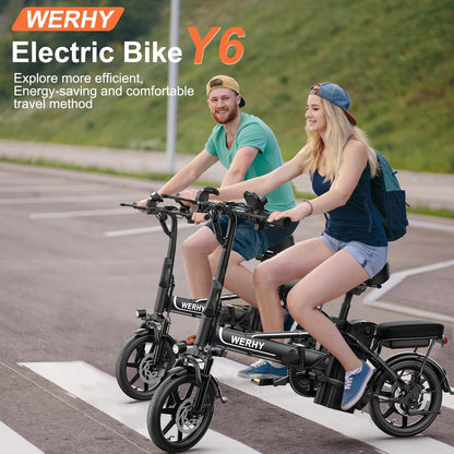 Electric Bike for Adults, 750W Peak Motor, 22 MPH Max Speed Folding Ebike, 499.2/748.8Wh Battery, 14" Electric Bicycles, Max 35/55 Miles Range (Pedal Assist Mode), Mini E Bikes (Y6-499.2WH-22Mph)