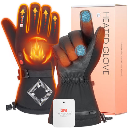 SURGOAL Heated Gloves Men, 8-Hour Runtime & 7.4V Rechargeable Battery Hand Warmer Gloves Women, Waterproof & Touchscreen Electric Gloves for Winter, Hunting, Motorcycle, Skiing, Work (PU-Black, S)