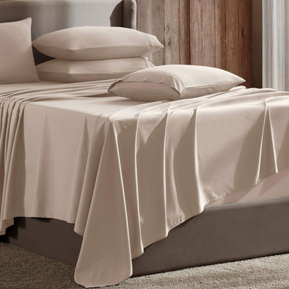 Nestl Extra Deep Cal King Sheet Set - 6 Piece Breathable & Cooling Sheets - Hotel Luxury Bedding Set w/18-24 Inch Extra Deep Pockets - Easy Fit - Super Soft, Wrinkle Free & Comfy - Beige Cream