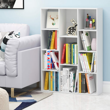 Furinno LUDER Book Shelf, 11-Cube Bookshelf, Reversible Bookcase, 9.4 x 29.1 x 41.7, for Living Room, Bedroom, Home Office, White