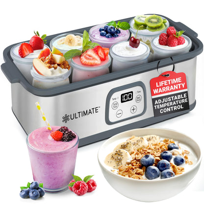 Ultimate Probiotic Yogurt Maker with Adjustable Temperature & Time Control - Make Trillions of Live Probiotics & Get Better Gut Health - ULTIMATE LIFETIME WARRANTY - Wellness Gifts for Men & Women