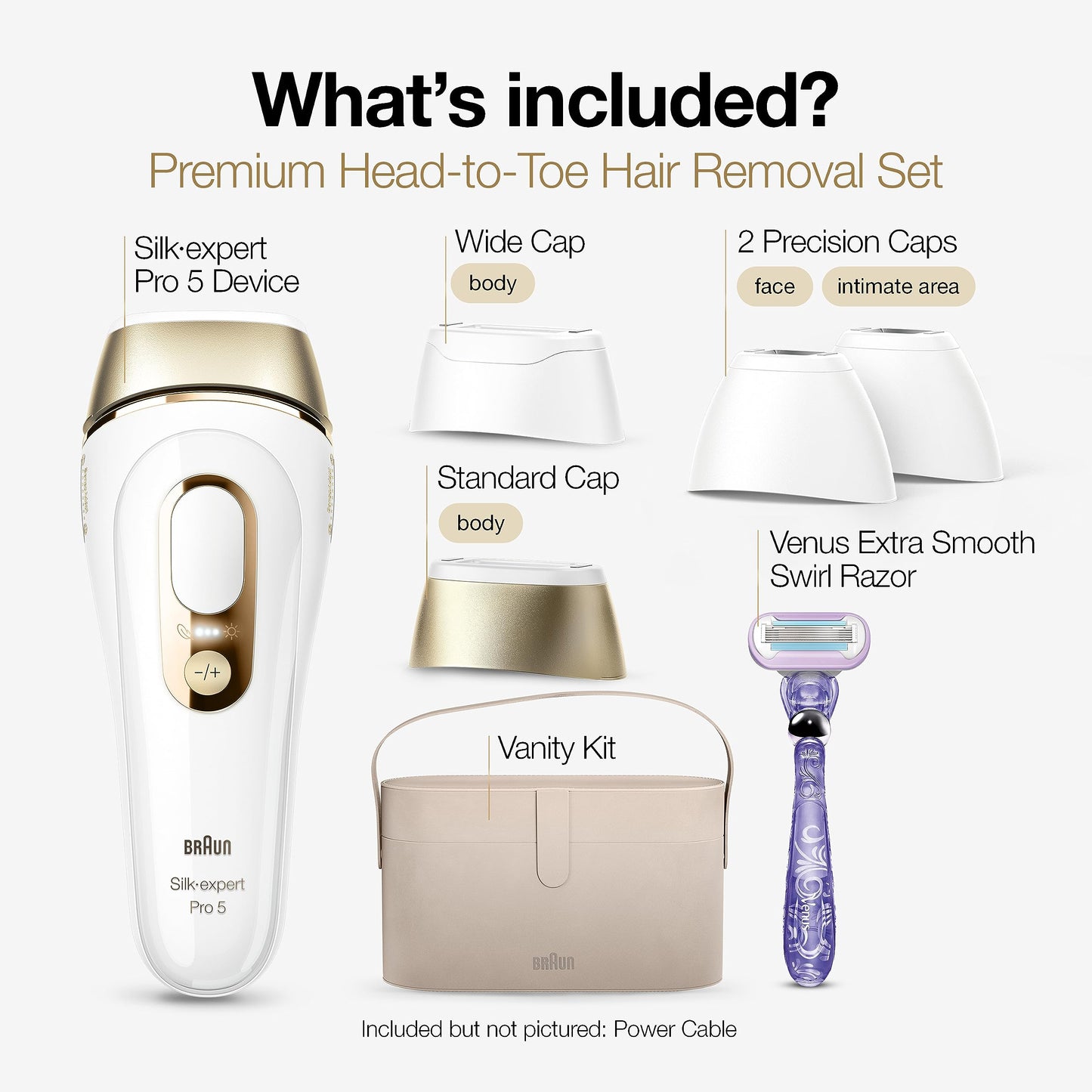Braun IPL Silk·Expert, at Home Laser Hair Removal, Pro 5 PL5347 Latest Generation IPL, Holiday Gifts for Women and Men, Hair Removal System with Wide Head and Two Precision Heads