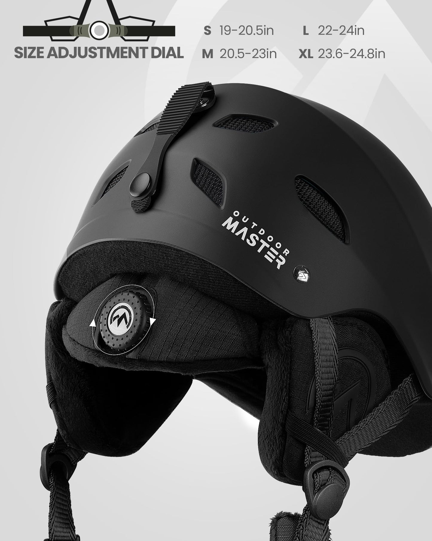 OutdoorMaster Kelvin Ski Helmet - Snowboard Helmet for Men, Women & Youth (Black,M)