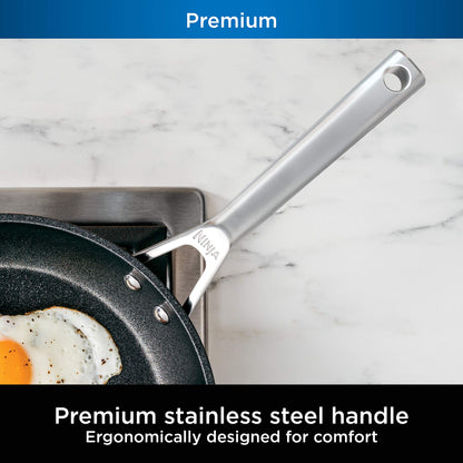 Ninja, Cookware, 12-Piece Cookware Set, Fry Pan, Sauce Pan, Sauté Pan, Glass Lid, Stock Pot, Foodi NeverStick Premium, Hard-Anodized, Nonstick, Oven Safe, Durable Pans, Slate Grey, C39800