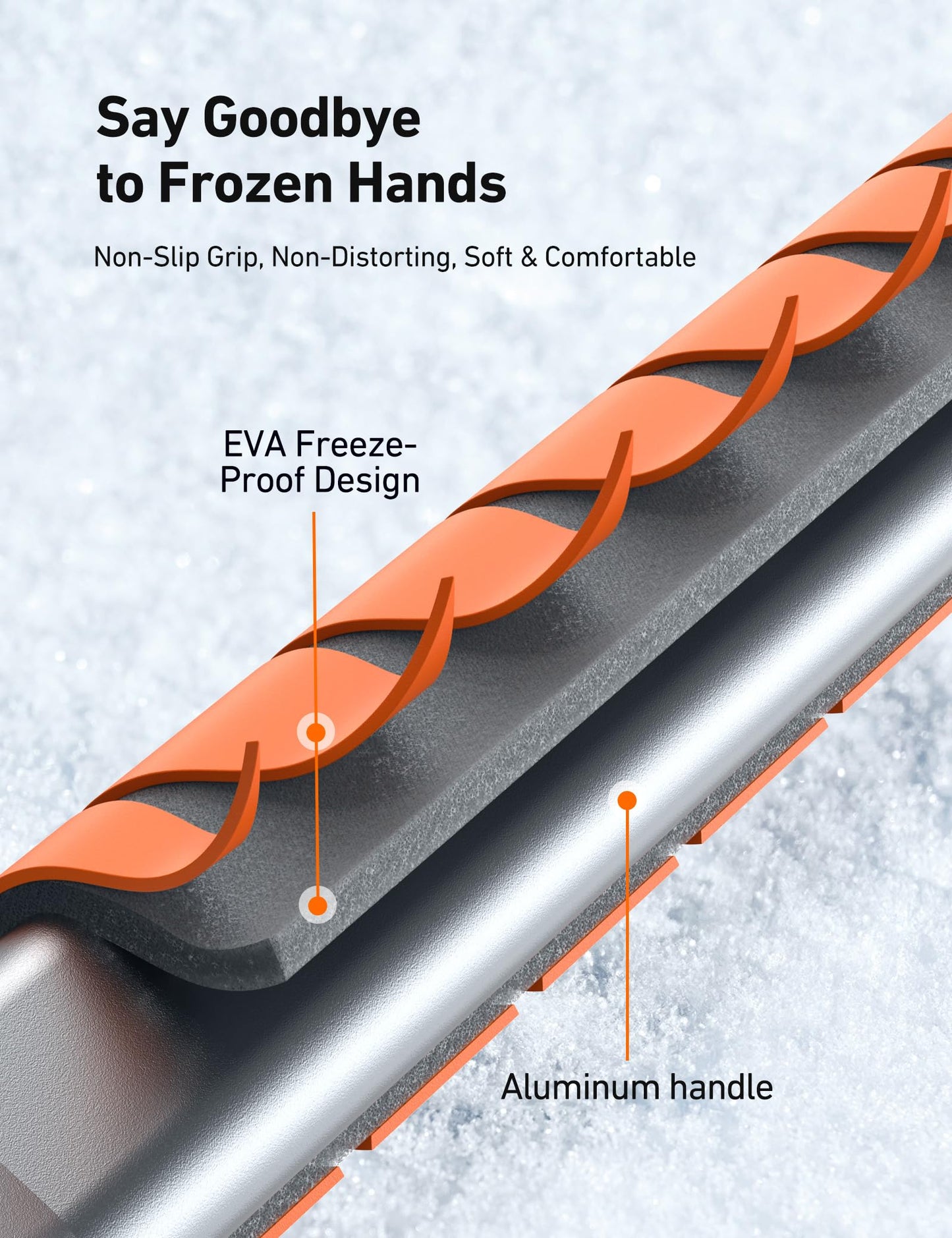 AstroAI Lightweight Snow Shovel for Driveway, Extendable Snow Shovel for car with Thickened Aluminum Handle and Blade, Portable and Multifunctional for Cars, Snowmobiles, Camping and Emergency