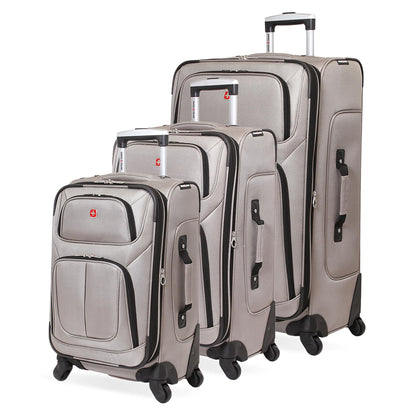 SwissGear Sion Softside Expandable Roller Luggage, Pewter, 3-Piece Set (21/25/29)