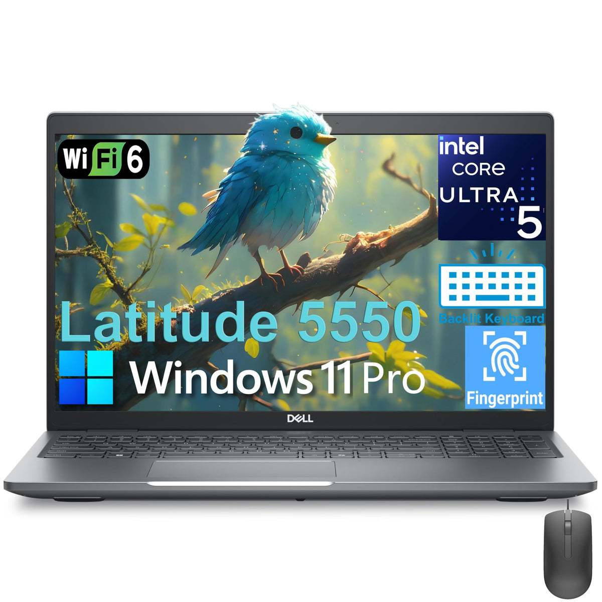 Dell Latitude 5550 5000 Business Laptop Computer, Intel 12-Core Ultra 5 135U (Beat i7-1355U), 16GB DDR5 RAM, 512GB PCIe SSD, 15.6" FHD, WiFi 6, Thunderbolt 4, Backlit KB, Fingerprint Reader, Win11 Pro