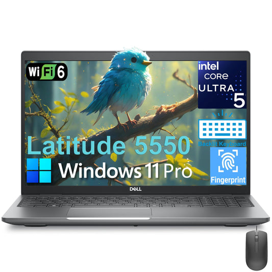 Dell Latitude 5550 5000 Business Laptop Computer, Intel 12-Core Ultra 5 135U (Beat i7-1355U), 16GB DDR5 RAM, 512GB PCIe SSD, 15.6" FHD, WiFi 6, Thunderbolt 4, Backlit KB, Fingerprint Reader, Win11 Pro